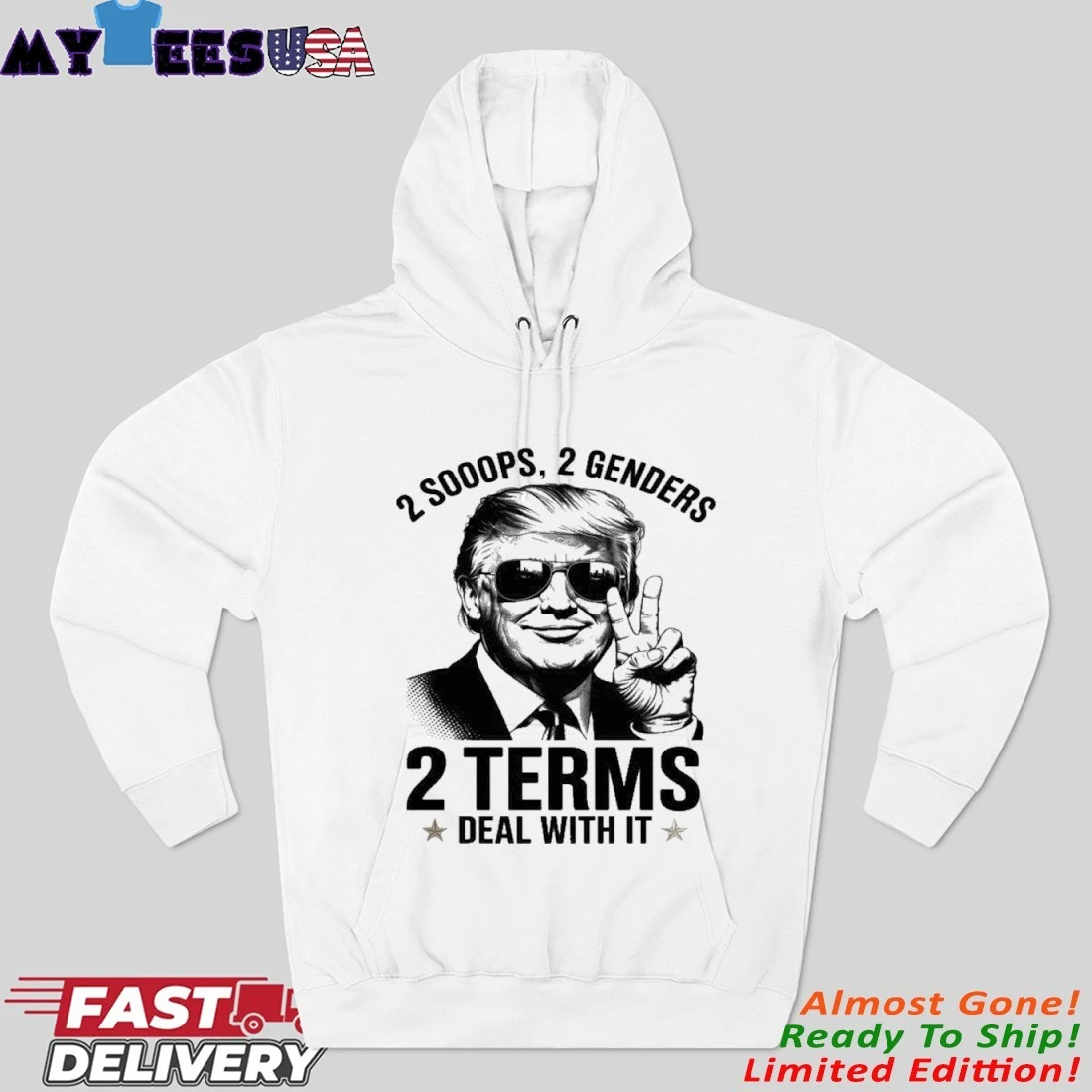 Official Trump 2025 Deal with it 2 scoops 2 genders two terms Republican Hoodie