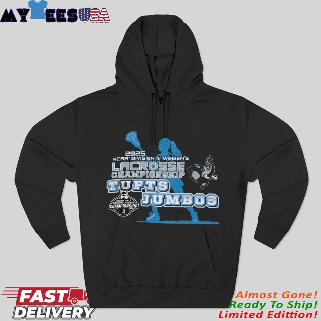 Tufts Jumbos 2025 NCAA DIII Women's Lacrosse Championship Hoodie