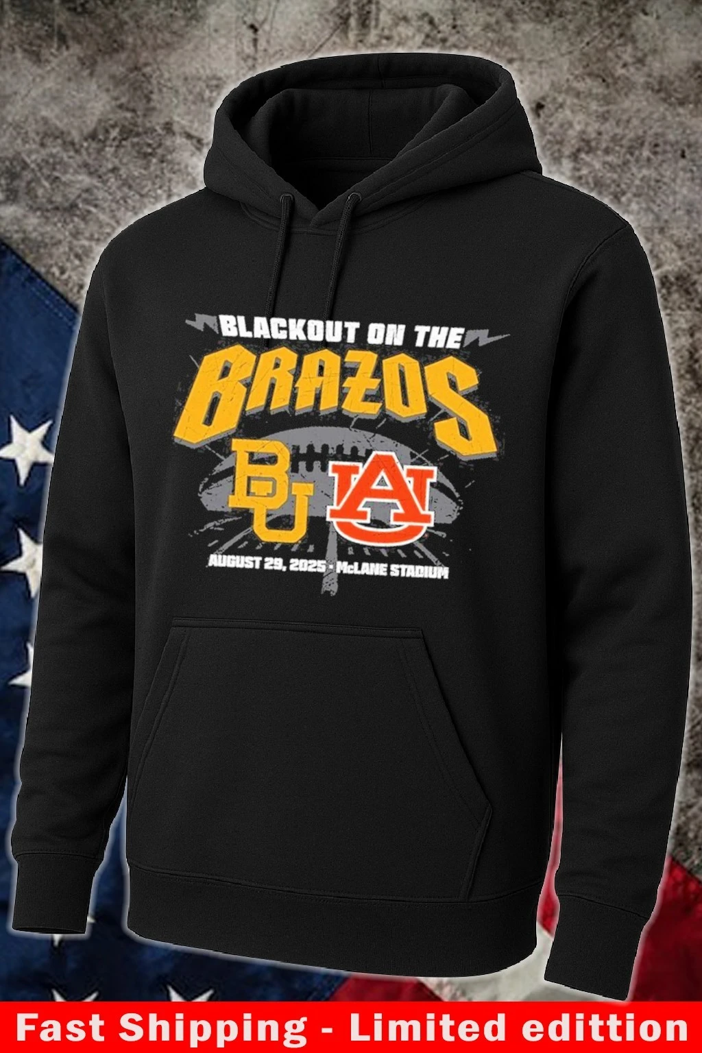 Baylor Bears Vs Auburn Tigers 2025 Blackout On The Brazos Hoodie