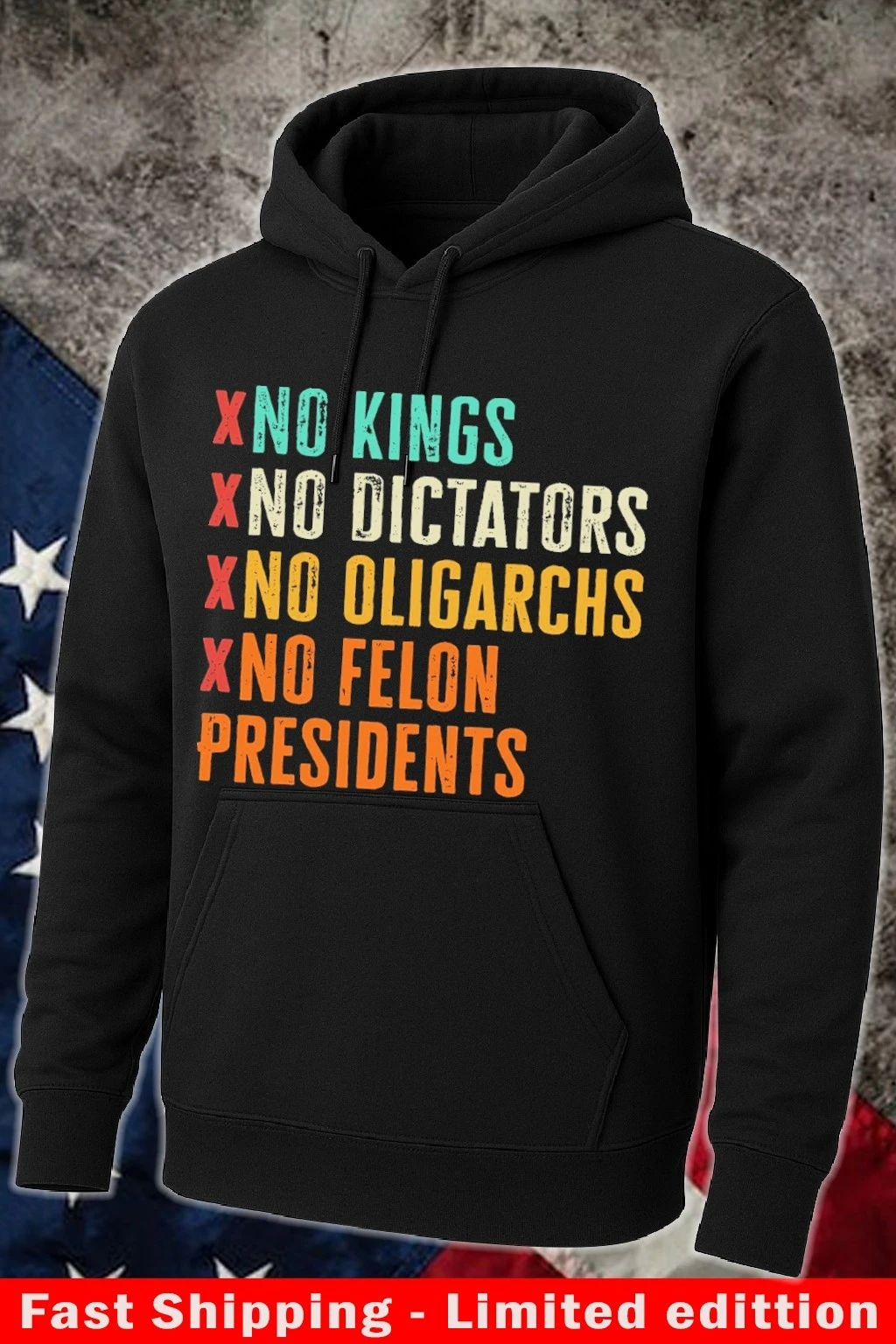 No Kings No Dictators No Oligarchs No Felon President Hoodie