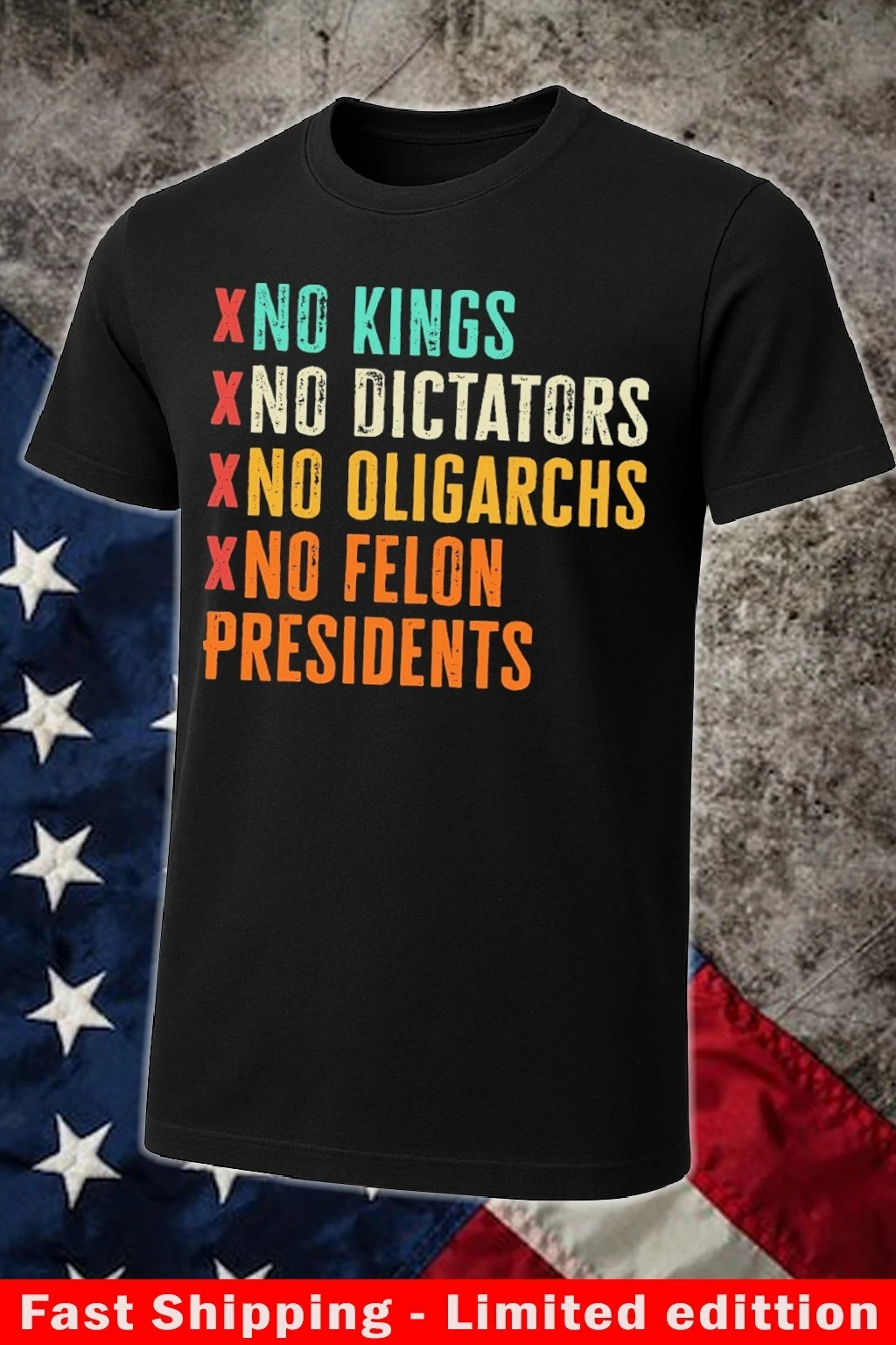No Kings No Dictators No Oligarchs No Felon President T-Shirt