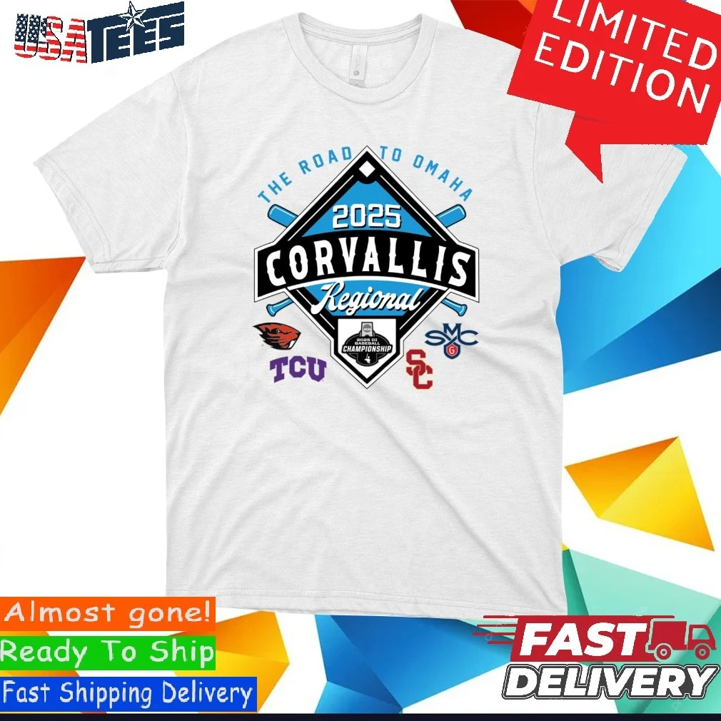 The Road To Omaha Corvallis Regional 4-Teams 2025 NCAA DI Baseball Shirt
