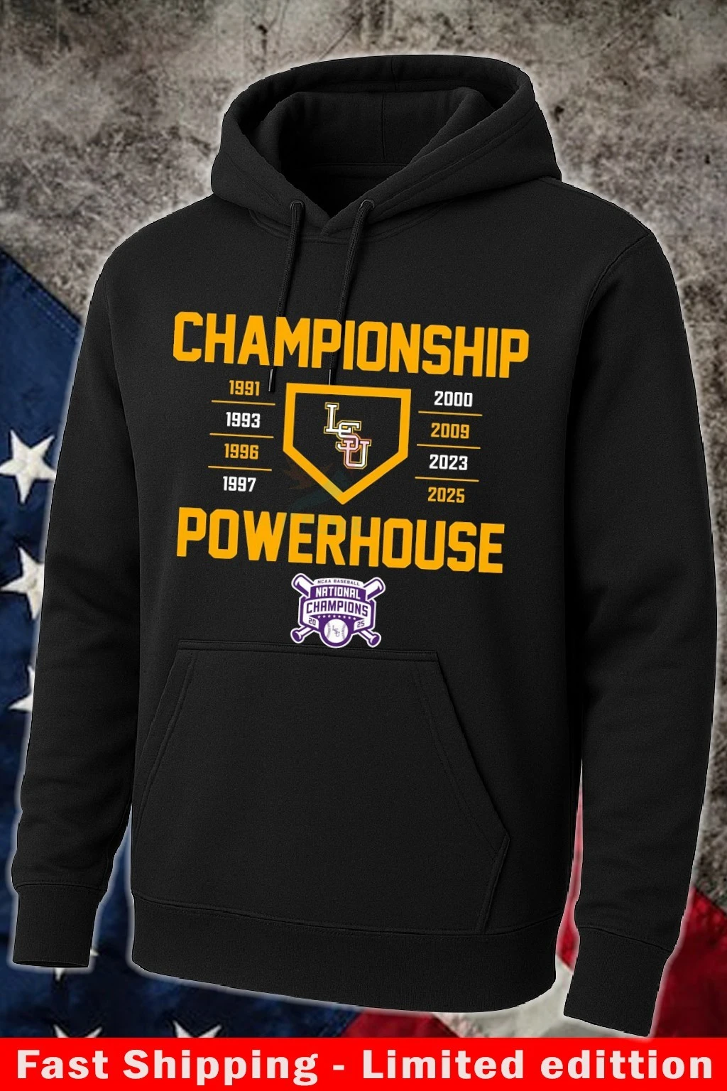 Official Lsu Tigers Baseball Championship Powerhouse 2025 Hoodie