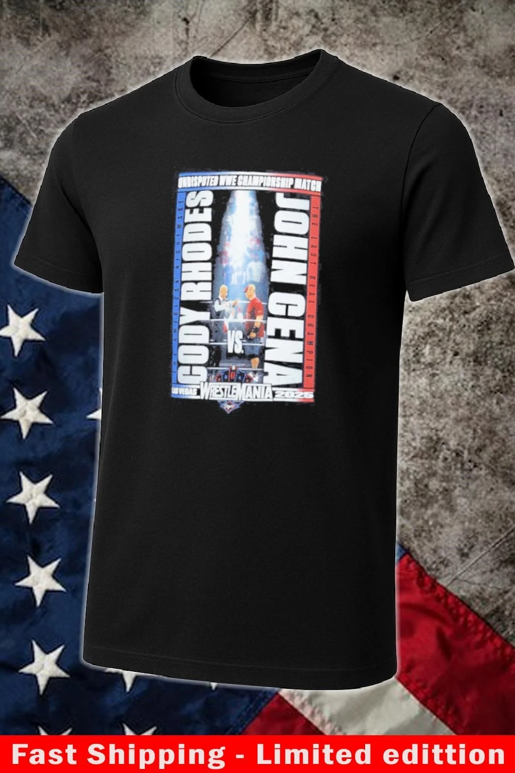 Official WrestleMania WWE John Cena vs. Cody Rhodes Matchup Las Vegas 2025 T-Shirt