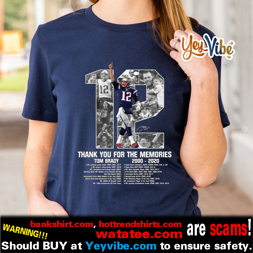 Tom Brady signature thank you for the memories shirt, hoodie, tank top,  sweater and long sleeve t-shirt